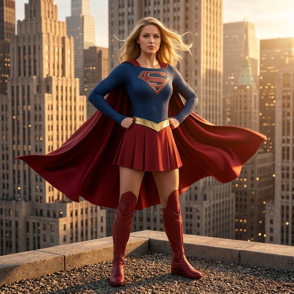 DC Comics Supergirl Costume Women Large Blue Red Dress Cape Belt 820238